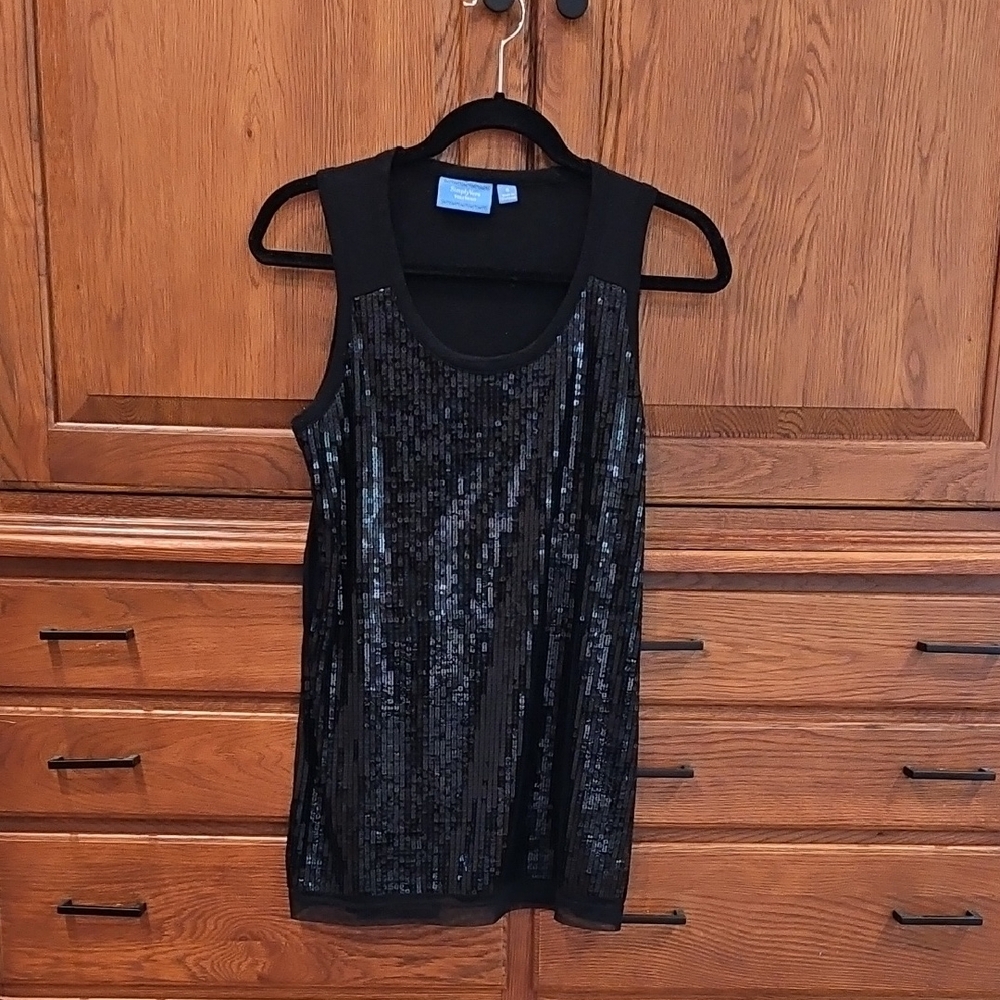 Black Sequin Sleeveless Top